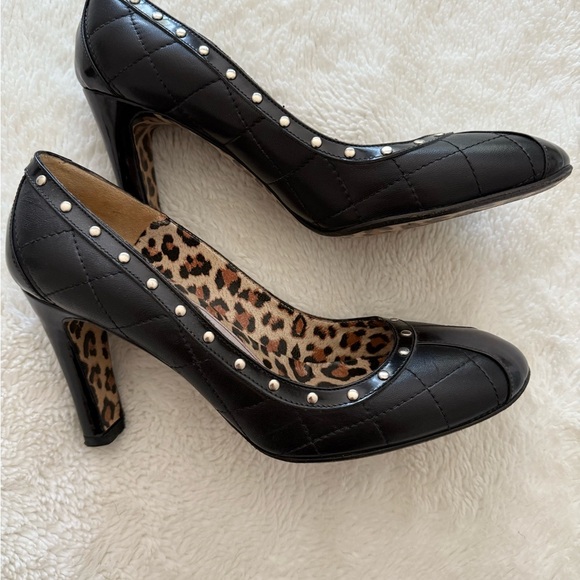 Warren Edwards Black Studded Women's Heels Size 7.5 - Picture 3 of 4